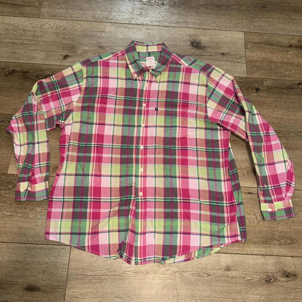 Men’s Brooks Brothers Button Up Dress Shirt Size Xl 346 Plaid